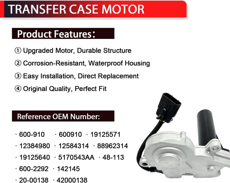 NITOYO 600-910 4WD Transfer Case Shift Encoder Motor for Cadillac, Chevy, Dodge, GMC - Image 3