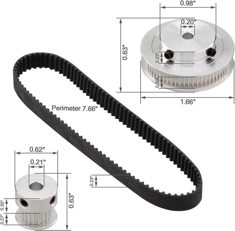 KASTWAVE Pulley, 2 Kit GT2 Synchronous Wheel 20&60 Teeth 5mm Bore, Aluminum Timing Pulley with 2 pcs Length 200mm Width 6mm Belt (bore 5mm (2pcs a Set)) - Image 2