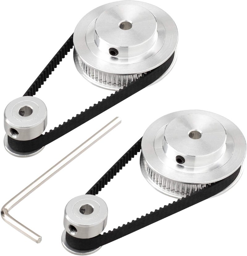 KASTWAVE Pulley, 2 Kit GT2 Synchronous Wheel 20&60 Teeth 5mm Bore, Aluminum Timing Pulley with 2 pcs Length 200mm Width 6mm Belt (bore 5mm (2pcs a Set)) - Image 1