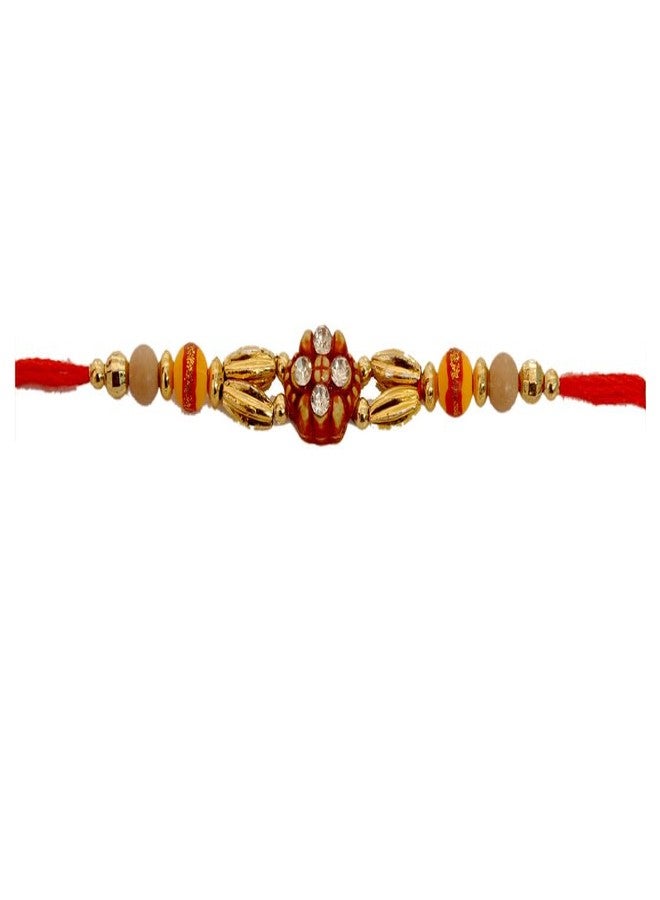 Colorsole® Four Dia-mond New Handcrafted Stone Rakhi, - Image 1
