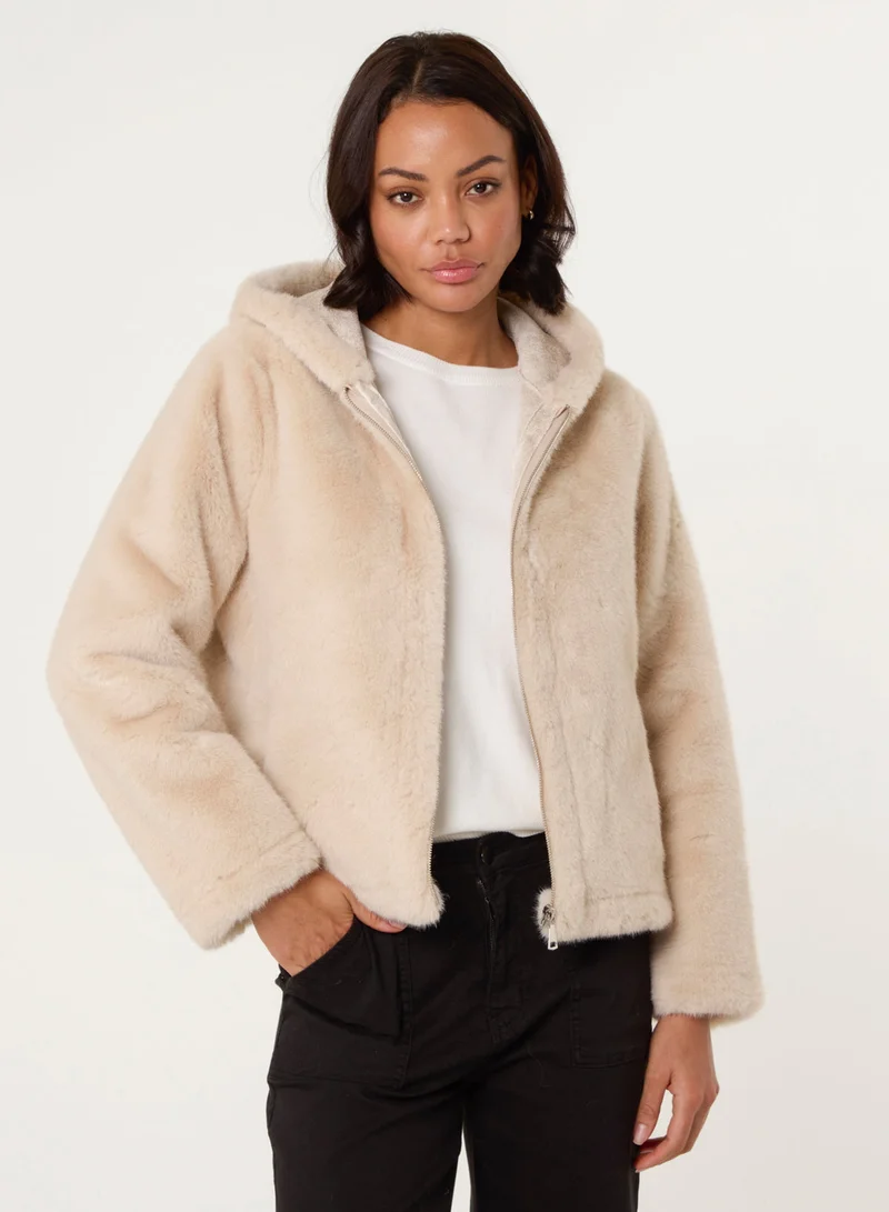 بلو فانيلا Faux Fur Hooded Jacket