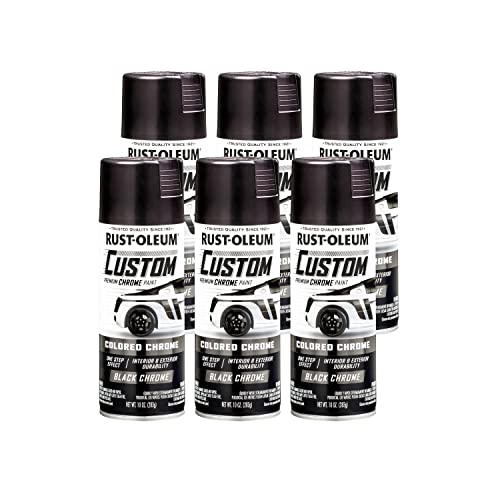 Rust-Oleum 343346-6PK Automotive Custom Chrome Spray Paint, 10 oz, Black, 6 Pack - Image 1