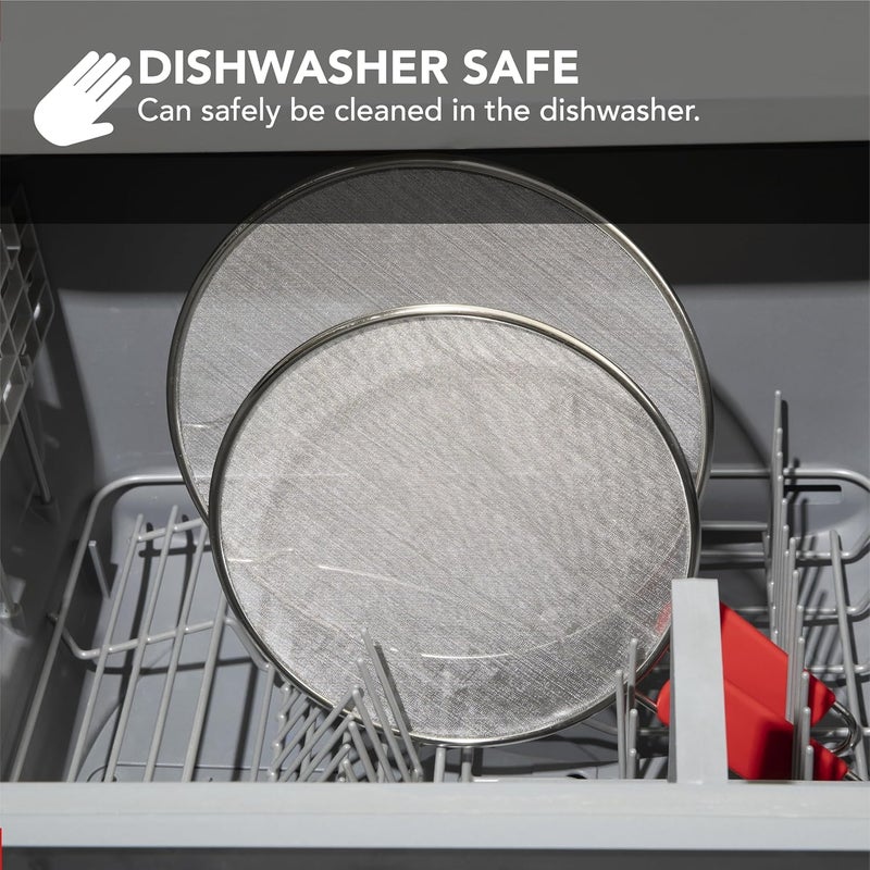 ALPHA LIVING 2 Pack Splatter Guard for Frying Pan & Food Strainer and Universal Cookware 13" - Stops Hot Oil Splash - RED Handle - Splatter Screen for Cooking - Alpha Living - Image 5