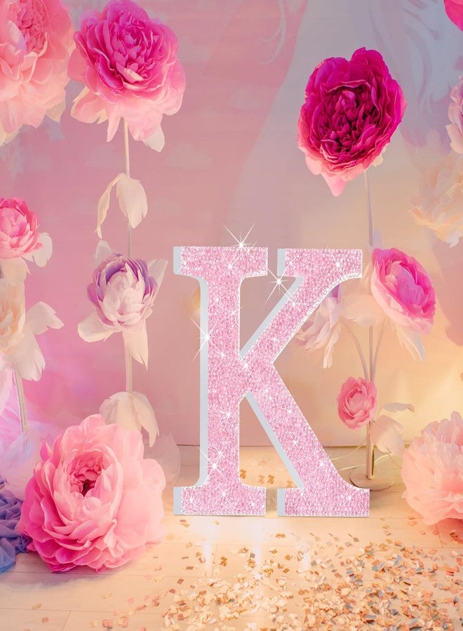 Qunclay Bling Letters for Wall Decor, Crystal Rhinestone Wooden Letters with Hooks, Crushed Diamond Glitter Letter for Bedroom Home Party Wedding Decor, Gift for Women(5.7" l X 5.7" w,Letter K,Pink) - Image 4
