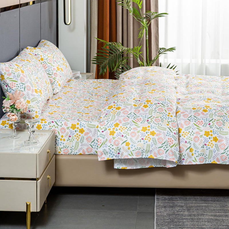 Bedlifes Queen Sheet Set Ultra Soft, Breathable, Silky Flower Deep Pocket 100% Microfiber Bedding, 4 Piece Queen Size Floral - Image 4