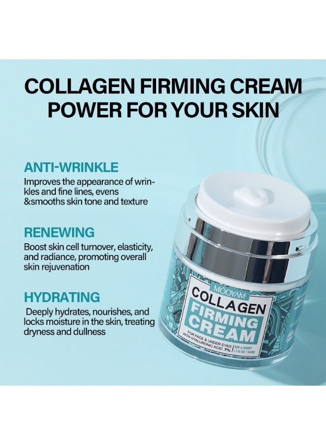 MOOYAM Collagen Firming Cream with 7% Hyaluronic Acid for Face and Under Eyes Day and Night Moisturizer Reduces Wrinkles and Improves Elasticity - Image 3