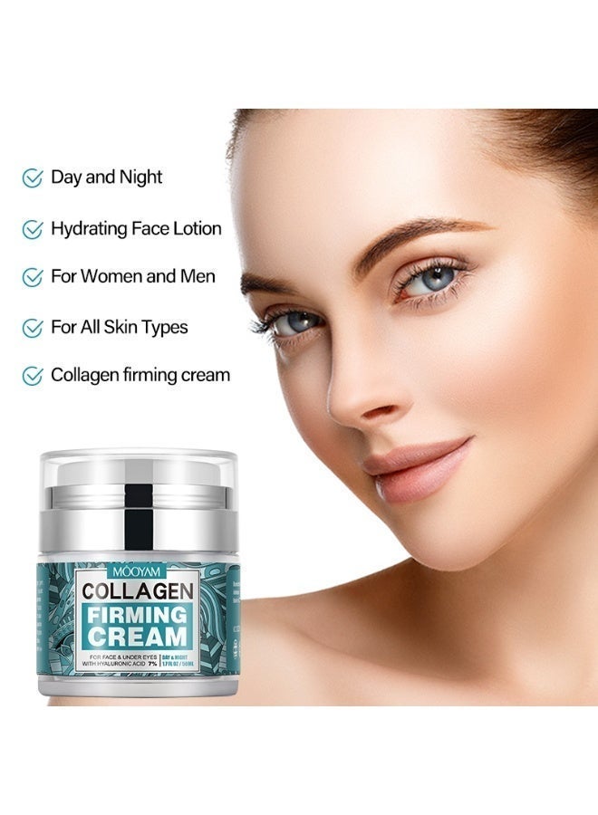 MOOYAM Collagen Firming Cream with 7% Hyaluronic Acid for Face and Under Eyes Day and Night Moisturizer Reduces Wrinkles and Improves Elasticity - Image 5