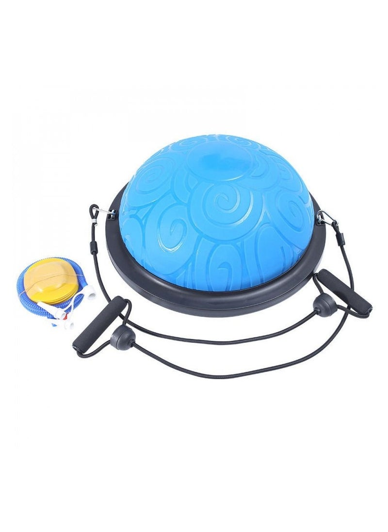 COMMANDO Yoga Hemisphere Ball Yoga Balance Stability Trainer Exercise with Resistance Bands and Pump Blue  - Image 1