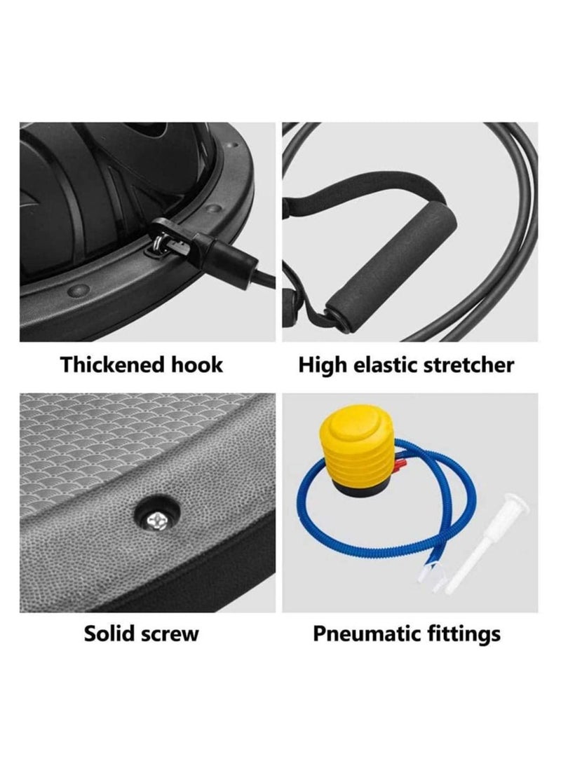 COMMANDO Yoga Hemisphere Ball Yoga Balance Stability Trainer Exercise with Resistance Bands and Pump Blue  - Image 2