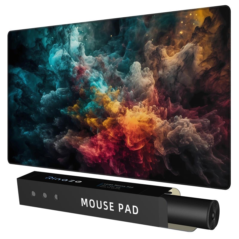 Rinaze Large Gaming Mouse Pad Desk Mat with Superior Micro-Weave Cloth, XXL Big Mousepad with Stitched Edges, Anti-Slip Desk Keyboard Pad for Gaming, Office and Home - Image 1
