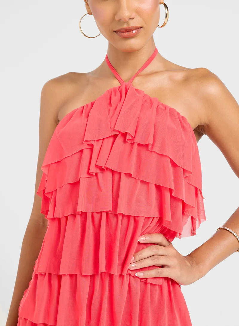 Ginger Ruffled Halter Mini Dress
