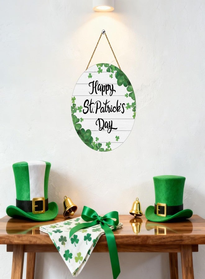 YUNKKIN St Patricks Day Wreath Happy St Patricks Day Door Decorations Shamrock Decorations Hanging Sign Wooden Shamrock Wreath Front Door Hanger for Porch Wall Indoor Home Decor - Image 5