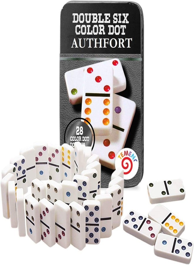 Authfort Wood Double Six Dot Set of 28 for 2-4 Players Wooden Blocks Set Building and Stacking Toy(28 Pieces Dot Game) - Image 1