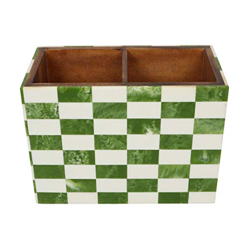 BeFunky Designer Handcrafted Pearl Finish MDF Wooden Cutlery Stand/Holder | Organizer for Dining Table & Kitchen | Special Pearl Long Lasting Finish (Green Chess) - Image 2