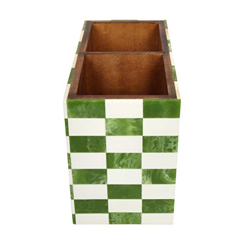 BeFunky Designer Handcrafted Pearl Finish MDF Wooden Cutlery Stand/Holder | Organizer for Dining Table & Kitchen | Special Pearl Long Lasting Finish (Green Chess) - Image 4