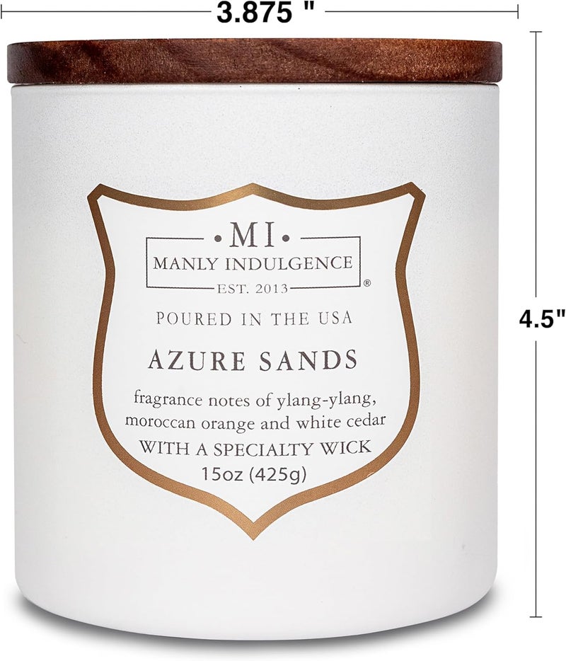 Manly Indulgence Azure Sands Wood Wick Candle for Men | Sandalwood & Vanilla Scented Jar Candle | 60hr Burn | Father’s Day Gift - Image 4