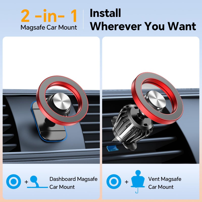 Kaistyle for Magsafe Car Mountã€20 Strong Magnetsã€‘Magnetic Phone Holder for Car Phone Holder Mount Dash Mounted Holders Cell Phone Holders for Your Car Accessories for Women Men for iPhone 17 16 15 14 - Image 2