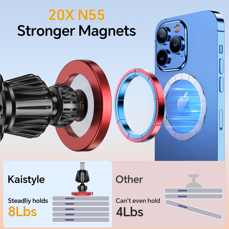 Kaistyle for Magsafe Car Mountã€20 Strong Magnetsã€‘Magnetic Phone Holder for Car Phone Holder Mount Dash Mounted Holders Cell Phone Holders for Your Car Accessories for Women Men for iPhone 17 16 15 14 - Image 5