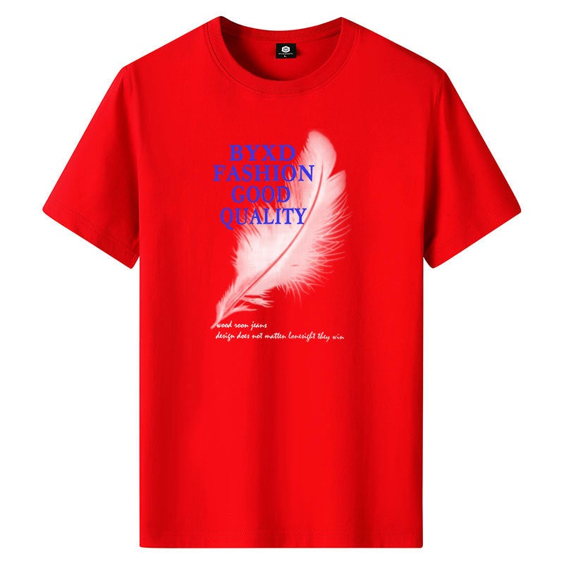 Short-Sleeved T-Shirt Men'S Cotton Summer Hong Kong Fashion Brand Student'S Personality Fashion Large Size Loose Round Neck Printed T-Shirt Fashion - Image 1