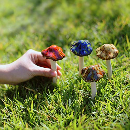 Danmu Garden Decor, 4pcs (Random Color) Ceramic Mushroom for Garden, Yard, Fairy Garden - Lawn Ornament Décor, Pottery Ornament 4.52" in Height - Image 5