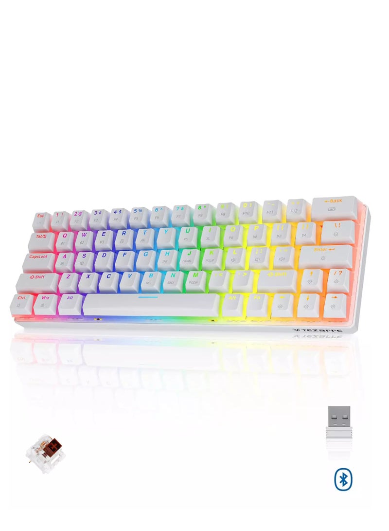 Tezarre TK63 Pro Wireless Keyboard Bluetooth/2.4G/USB Wired 60% Mechanical Gaming Keyboard RGB Backlit PBT Pudding Keycaps Hot-Swappable (Gateron Brown Switch)  - Image 1