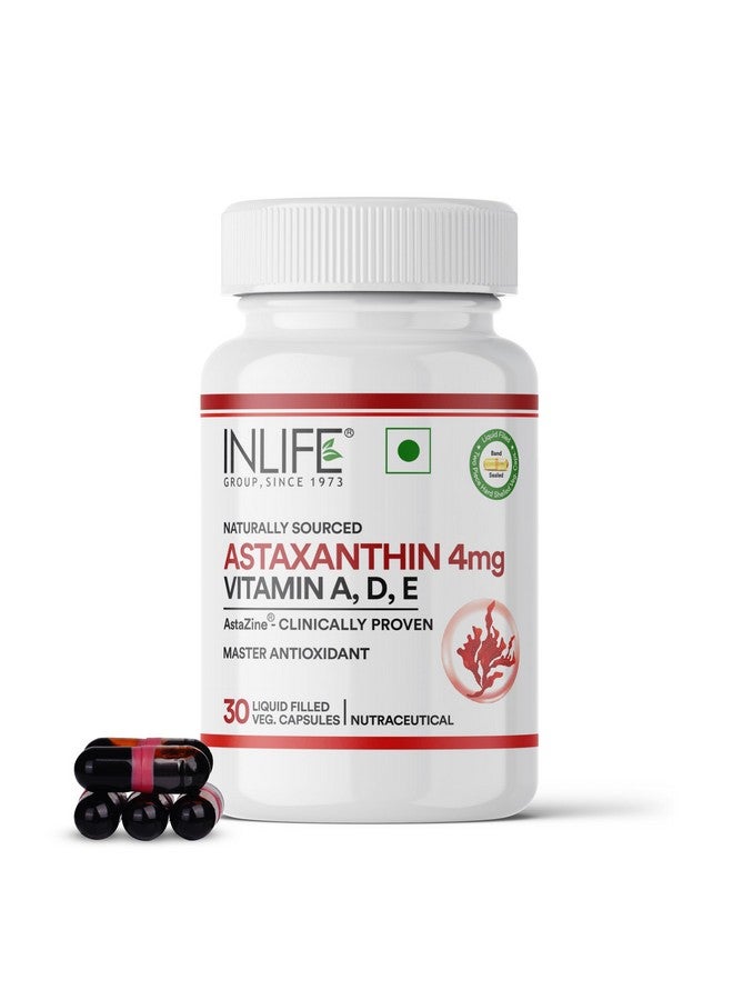 Inlife مكمل INLIFE أستازانتين 4 ملغ أستا زين | مكمل مضاد أكسدة طبيعي مع فيتامين A و D3 و E - صيغة عالية الامتصاص - 30 كبسولة سائلة نباتية - Image 1