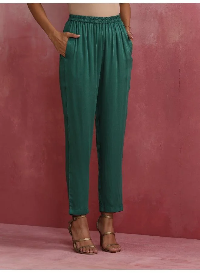 ترو برونز trueBrowns Green Straight Kurta Co-ord Set