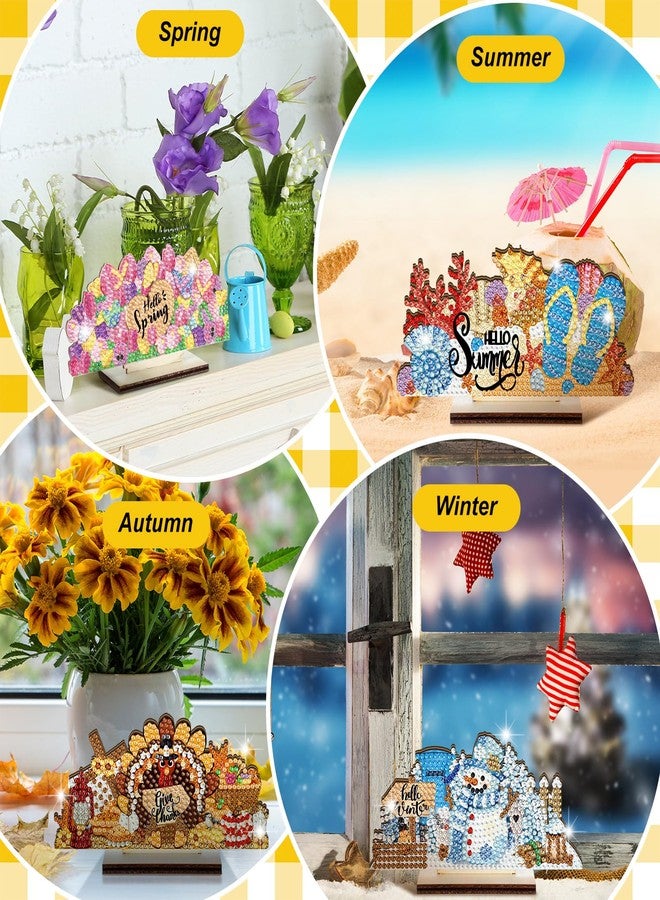 YooNotee 13 Pcs Interchangeable Seasonal Diamond Art Tabletop Decorations Holiday Diamond Art Painting Kit with Acrylic Base for Holiday Table Tiered Tray Home Office Tabletop Centerpiece Decor - Image 2