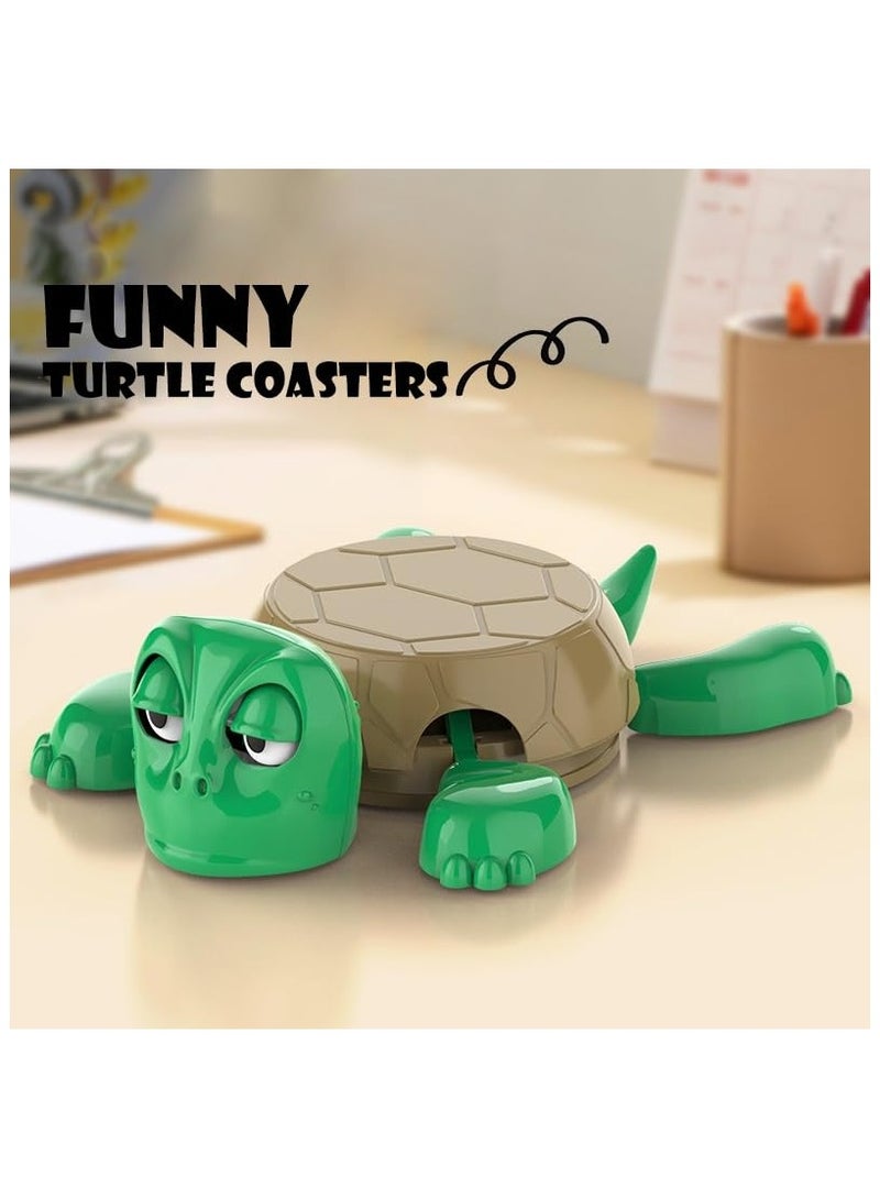 AIYISHI Funny Turtle Coasters with Surprise Expression Eyes & Raised Limbs for Home Bar, Party Gifts - Image 2