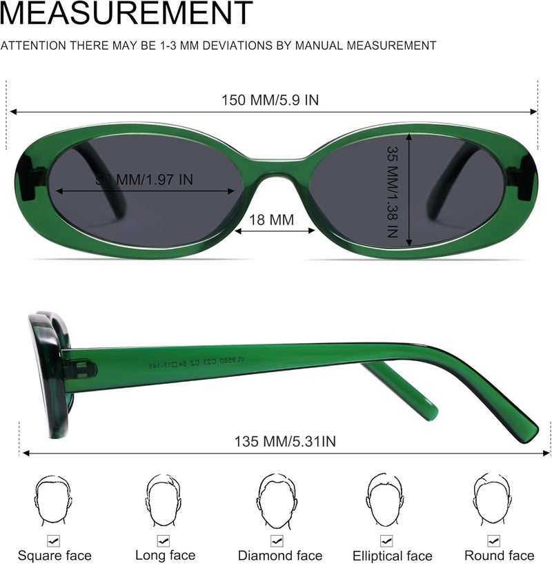 VANLINKER Polarized Retro Oval Sunglasses for Women and Men Small 90s Style VL9580 - Image 4