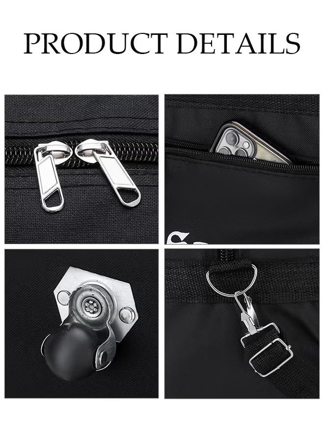 حقيبة سفر قابلة للتوسيع والطي من قماش أوكسفورد مقاوم للماء، حقيبة دفل بعجلات 5 مع بطاقة أمتعة، خفيفة الوزن، مناسبة للرجال والنساء للسفر والعمل، حجم كبير (90×50×30 سم)، ثلاث طبقات - Image 5