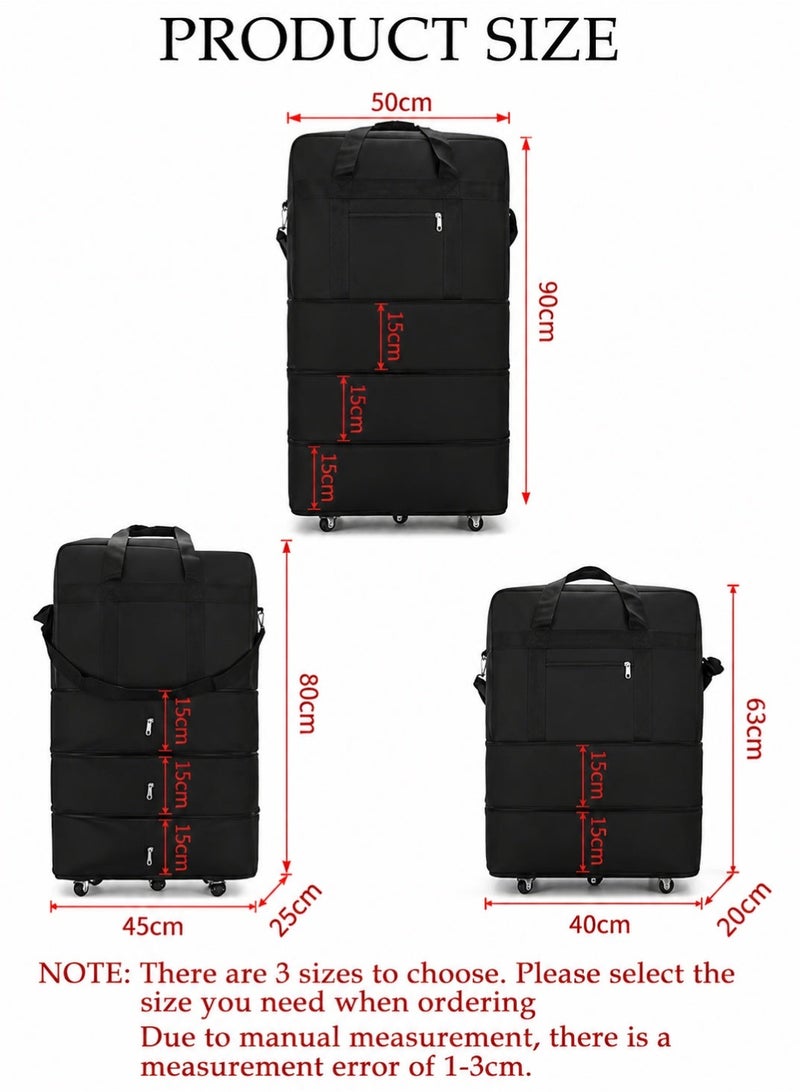 Expandable Foldable Luggage Bag Waterproof Oxford Duffle Bag Suitcase with Baggage Tag 5 Wheels,Lightweight Large for Men and Women Travel Business LARGE(90*50*30CM)3-LAYER - Image 2