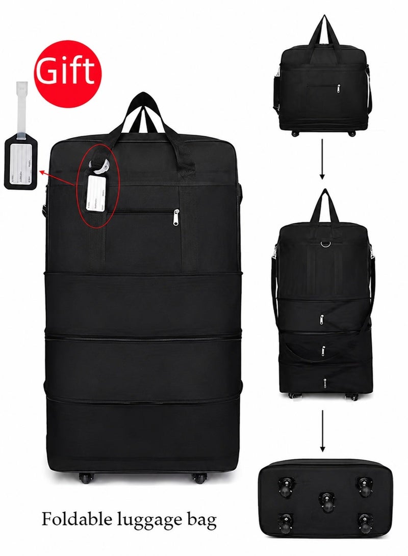 Expandable Foldable Luggage Bag Waterproof Oxford Duffle Bag Suitcase with Baggage Tag 5 Wheels,Lightweight Large for Men and Women Travel Business LARGE(90*50*30CM)3-LAYER - Image 1