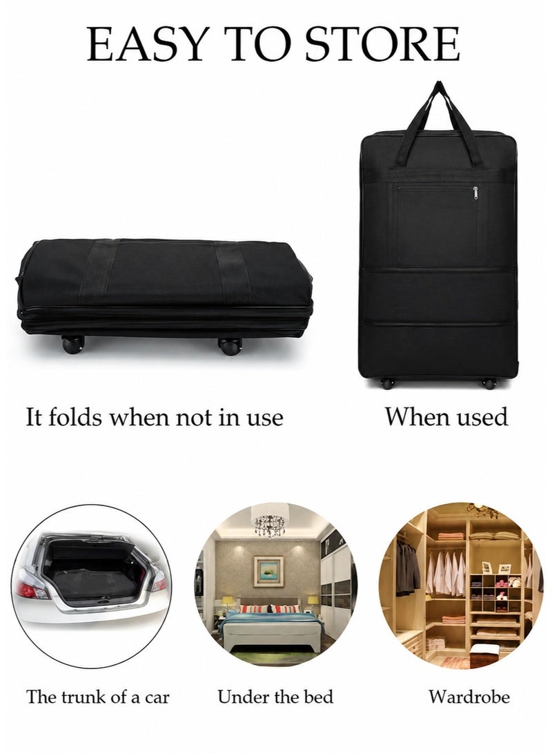 Expandable Foldable Luggage Bag Waterproof Oxford Duffle Bag Suitcase with Baggage Tag 5 Wheels,Lightweight Large for Men and Women Travel Business LARGE(90*50*30CM)3-LAYER - Image 4