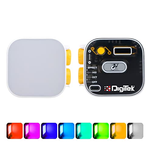 DIGITEK® (LED-D10W RGB) 10W Portable Multi Color Mini LED Video Light with 3 Color Modes, 360° Rotation, Magnetic Absorption, 2500-9000K Color Temperature, 2Hrs Battery Life, Camera & Tripod Mountable - Image 1
