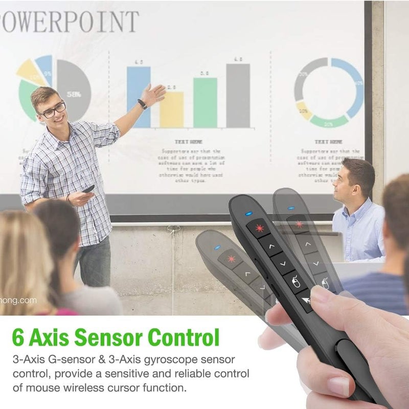 DinoFire Air Mouse Green Presentation Remote Control USB Rechargeable Presentation Clicker Wireless Presenter RF 2.4 GHz Powerpoint Clicker Slide Advancer Changer Mac/Laptop/Computer - Image 5