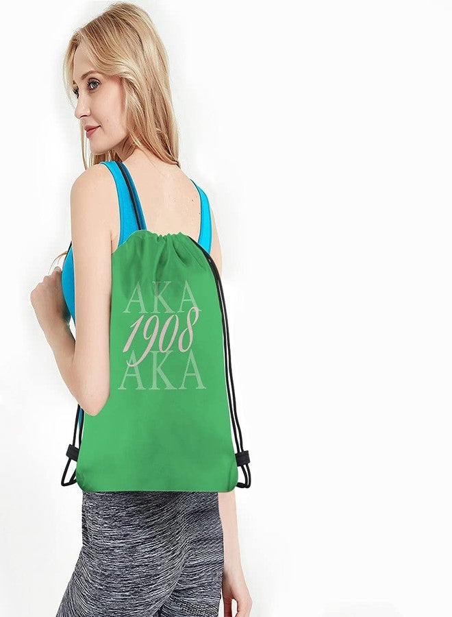 Beabes AKA 1908 Drawstring Bags Backpack Bag As Known As Abbreviation Cool Design Art Hip Hop Style Green Pink Color Abstract Sport Gym Sack Drawstring Bag String Bag Yoga Bag for Men Women - Image 4