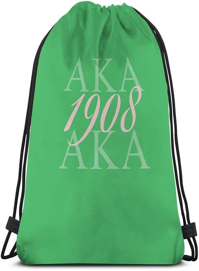 Beabes AKA 1908 Drawstring Bags Backpack Bag As Known As Abbreviation Cool Design Art Hip Hop Style Green Pink Color Abstract Sport Gym Sack Drawstring Bag String Bag Yoga Bag for Men Women - Image 1