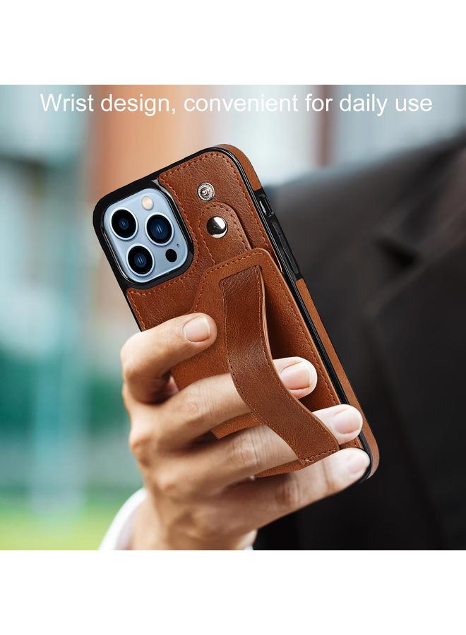 Zaboon Case For iPhone 13 Pro Max Crazy Horse Texture Shockproof TPU + PU Leather Case with Card Slot & Wrist Strap Holder - Image 2