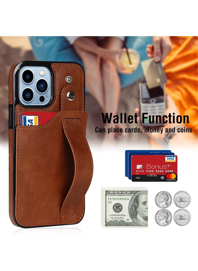 Zaboon Case For iPhone 13 Pro Max Crazy Horse Texture Shockproof TPU + PU Leather Case with Card Slot & Wrist Strap Holder - Image 3