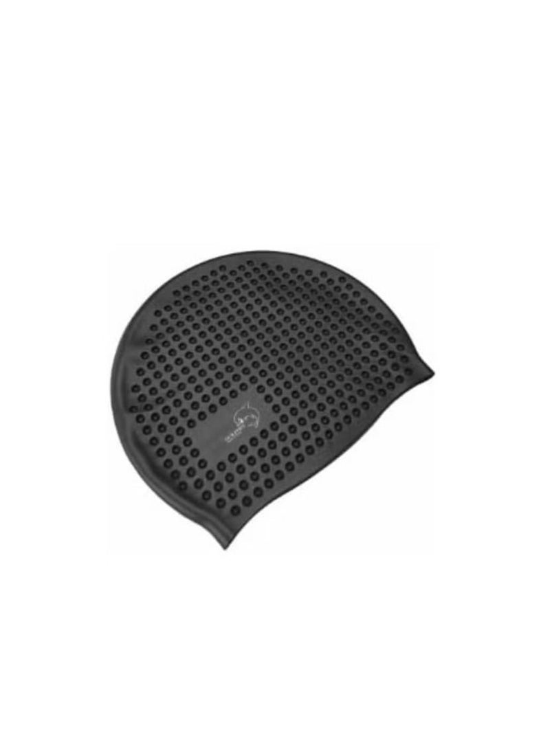 Generic Adult Waterproof Silicone Bubble Swim Cap - Black 