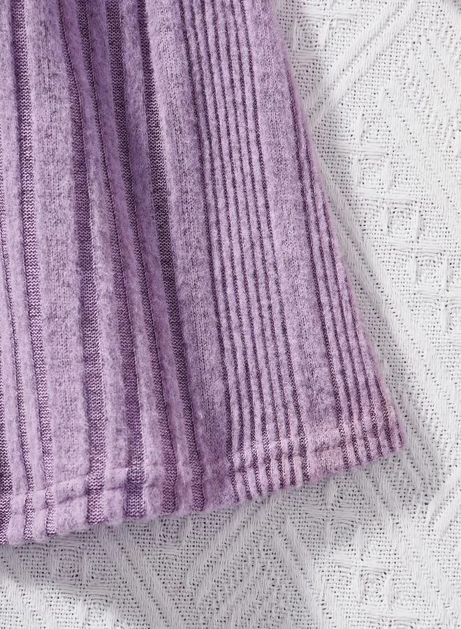 Take Two Take Two Girls Purple Textured Knit Dobby Dress