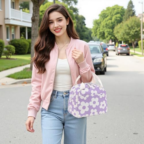Bluboon Lunch Bag for Women Men Cute Corduroy Lunch Tote Bags Reusable Insulated Lunch Box Large Capacity Reusable Insulated Cooler for Work Picnic or Travel - Image 2