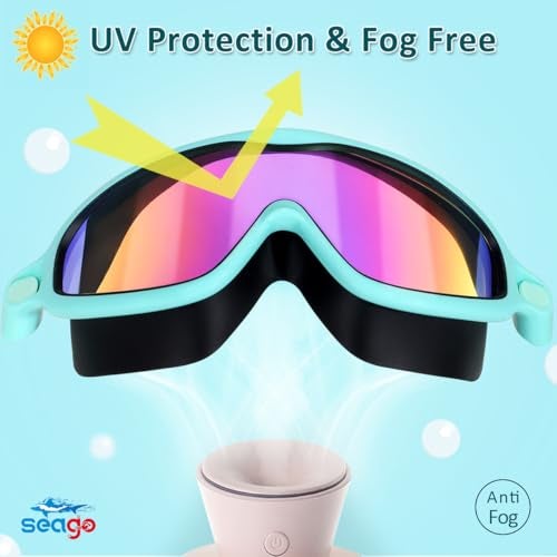 Seago Kids Goggles for Swimming 2 Pack No Leaking Anti-Fog Outer Eye Fit with Wide View UV Protection Crystal Clear Watertight Swim Goggles with nose cover Suitable for Children Youth Boys Girls Age 3 to 14 - Image 2