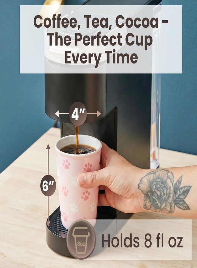 ARTHAUSEN Ceramic Travel Coffee Mug with Lid - Paw Prints - Reusable China & Silicone Portable Hot & Cold Drink Container - Dishwasher & Microwave Safe - 9 oz Max Capacity - Image 2