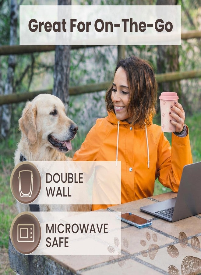ARTHAUSEN Ceramic Travel Coffee Mug with Lid - Paw Prints - Reusable China & Silicone Portable Hot & Cold Drink Container - Dishwasher & Microwave Safe - 9 oz Max Capacity - Image 5