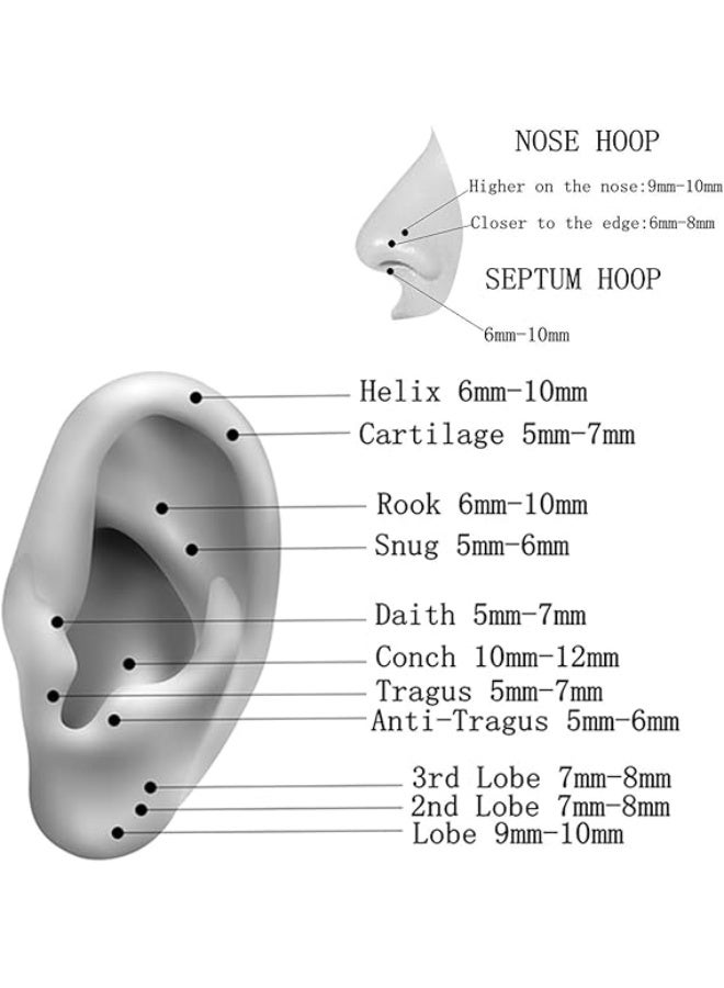 1.2 * 12MM التيتانيوم الصلب الأنف مسمار أنيقة الأنف الدائري (الفضة) - Image 3