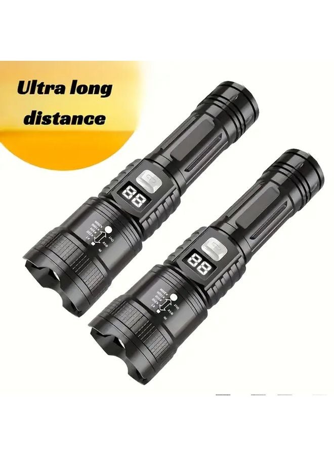 2 Pack LED Super Bright Flashlight USB Rechargeable 18650 Battery For Camping Fishing - Image 1