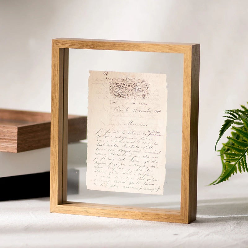 Square 7 In Wooden Photo Frame - Double-Sided Real Glass 360° Rotatable Tabletop Decoration for Wedding Home Display - Image 2