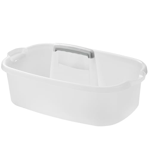 ALINK Plastic Cleaning Storage Caddy with Handle, Large Shower Caddy Basket Organizer for Dorm, Bathroom, Tool, Garden, Kitchen, Cleaning Supplies - Clear - Image 1